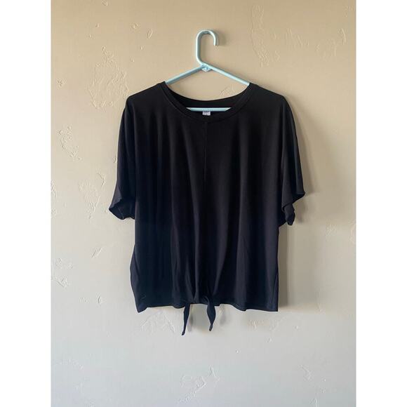 Old Navy Active Black Oversized Ribbed Knot Front Active Top- Large TALL - Picture 2 of 2